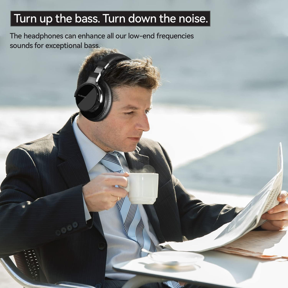 Active Noise Cancelling Wireless Bluetooth Over Ear Headphones with Microphone Q71123