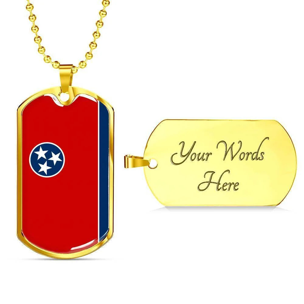 Stainless Steel or 18k Gold Dog Tag Necklace E85340