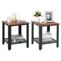 Set of 2 Black 2 Tier Side Table with Storage Shelf M434