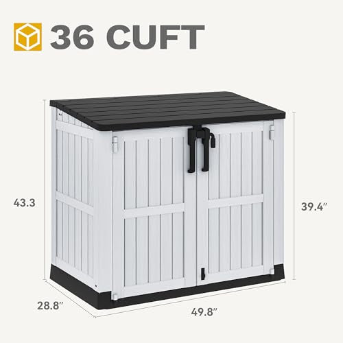 Weather-Resistant Horizontal Storage Shed, 35 Cu Ft, Lockable, Light Gray D5252