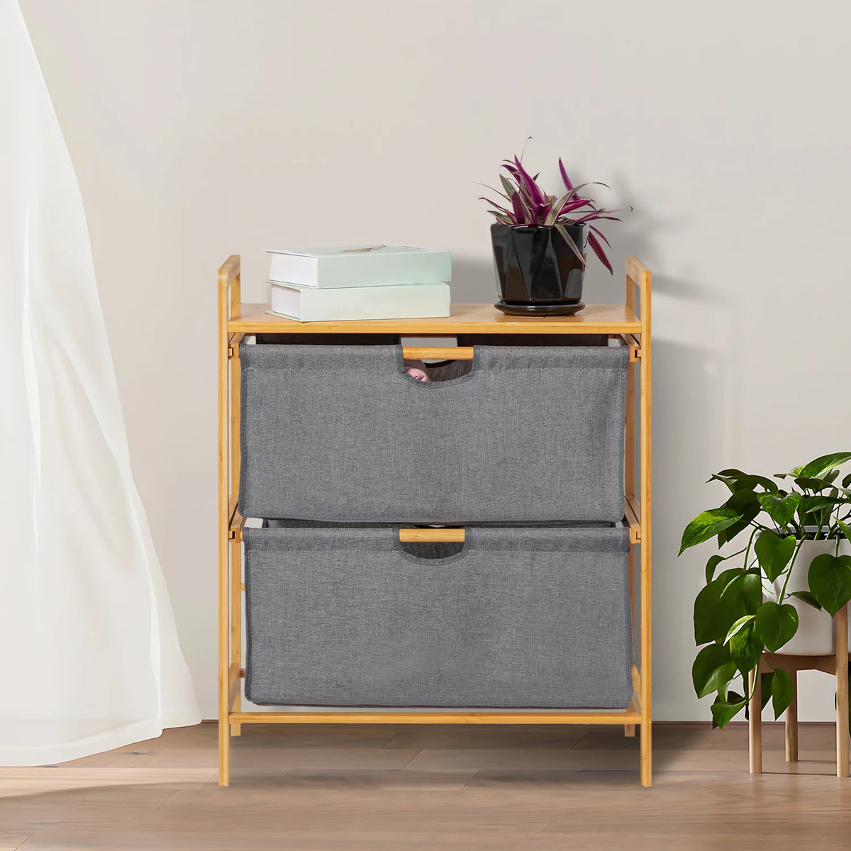 Bamboo 2 Tier Fabric Dresser Storage Z5839