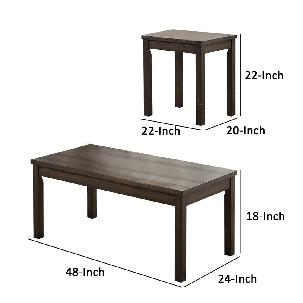 3 Piece Coffee Table and End Table Set Dark Brown M5645