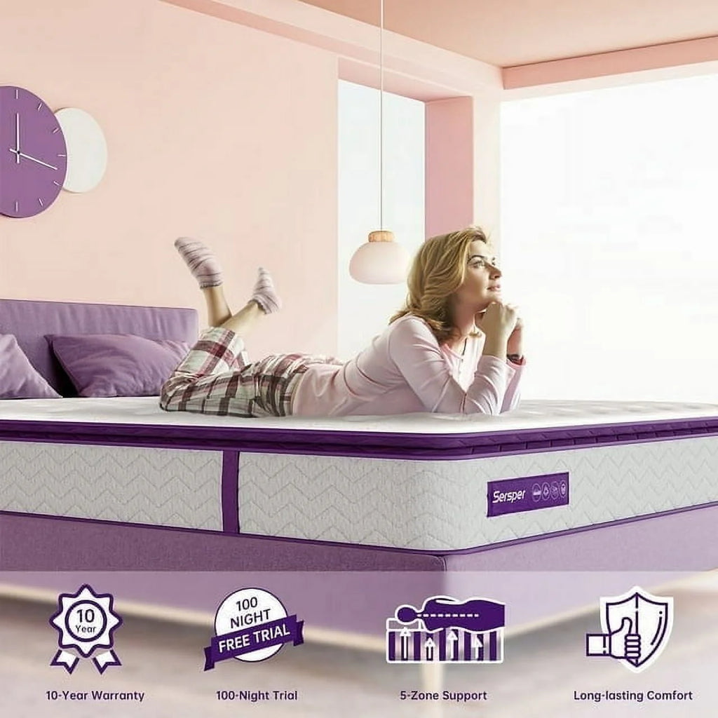 Full Size 10 inch Pillow Top Memory Foam Mattress T6411