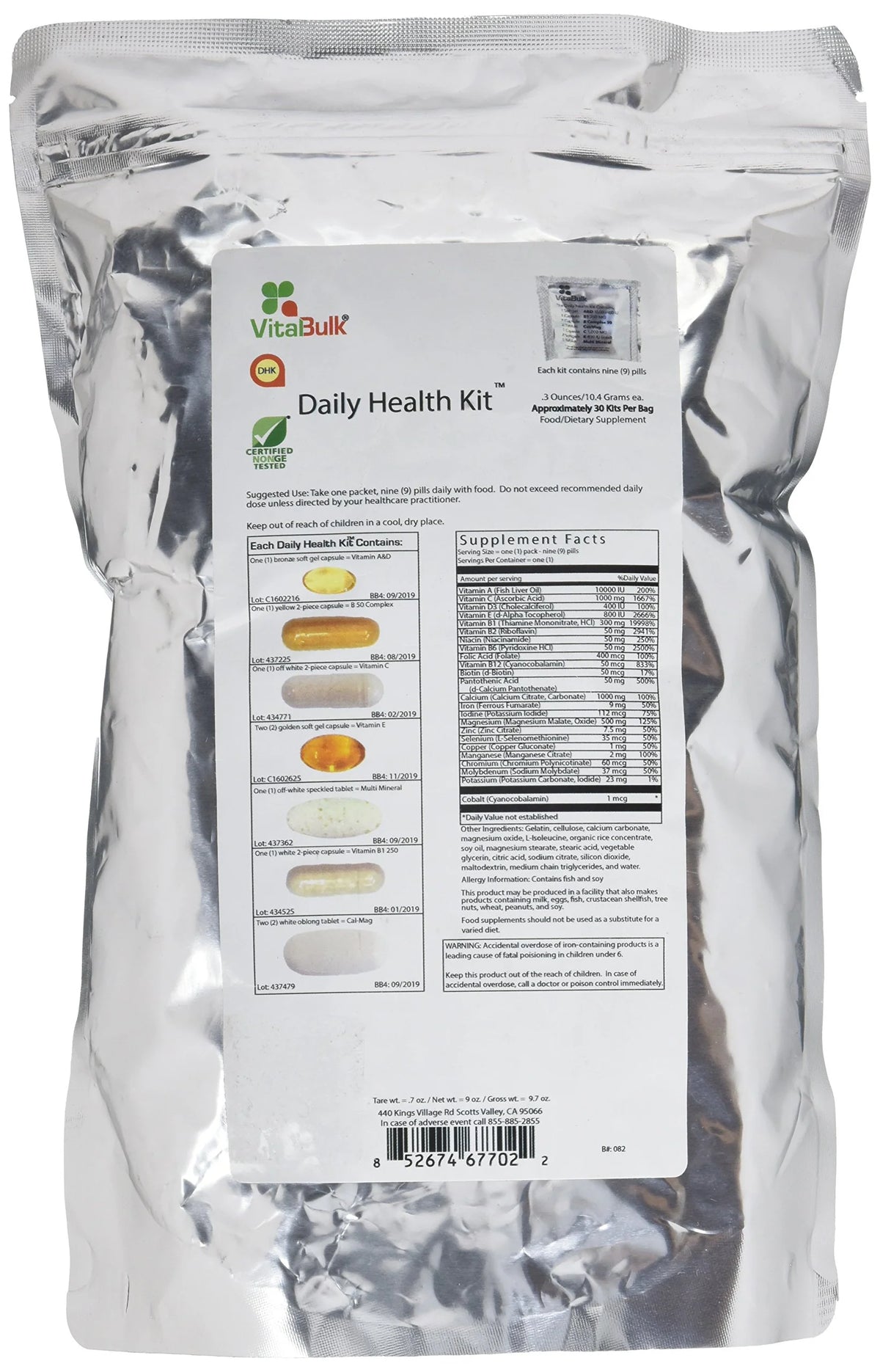 Multivitamin & Mineral Supplements 30 Count A8114
