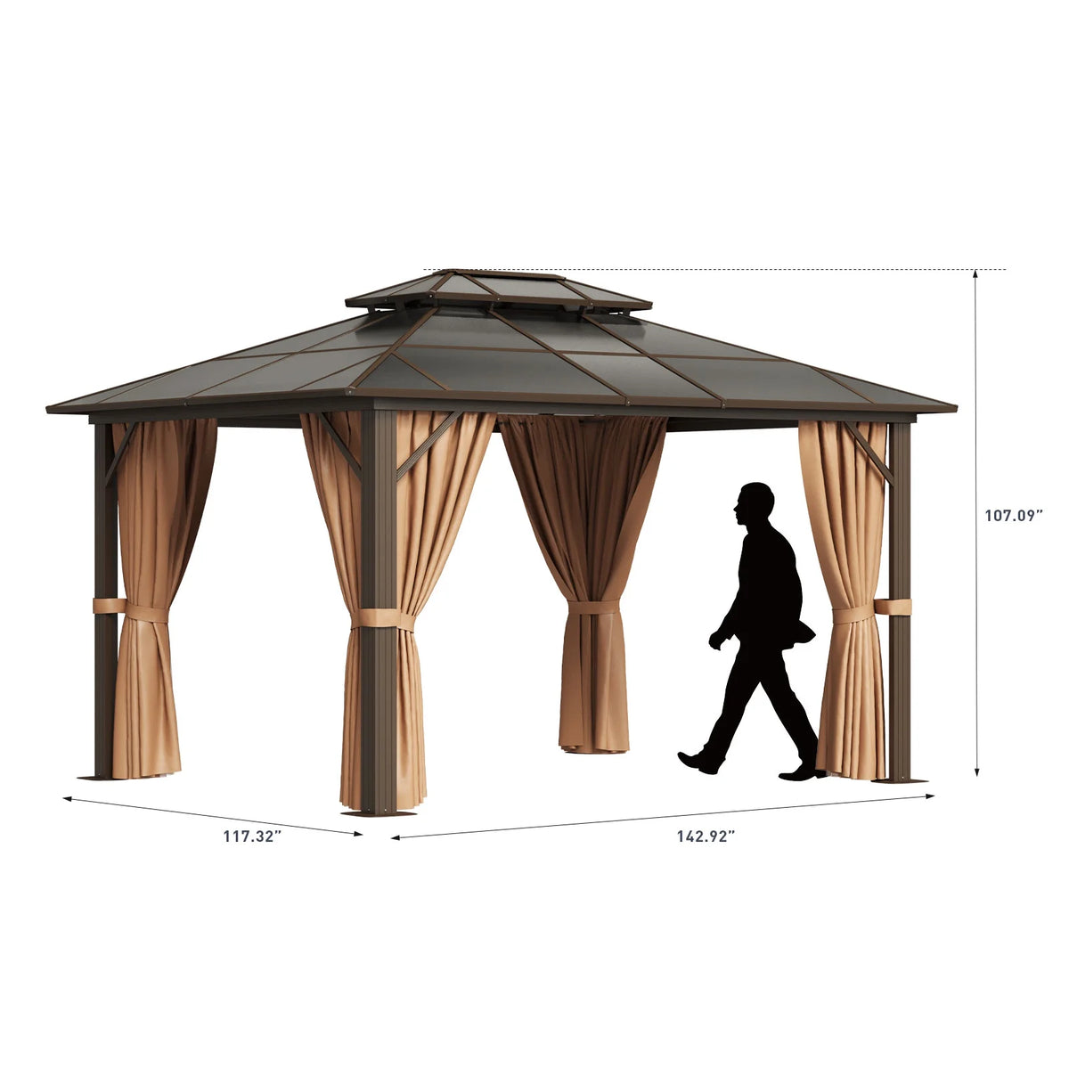 10 ft. x 12 ft. Hardtop Gazebo with Curtain and Netting B9254