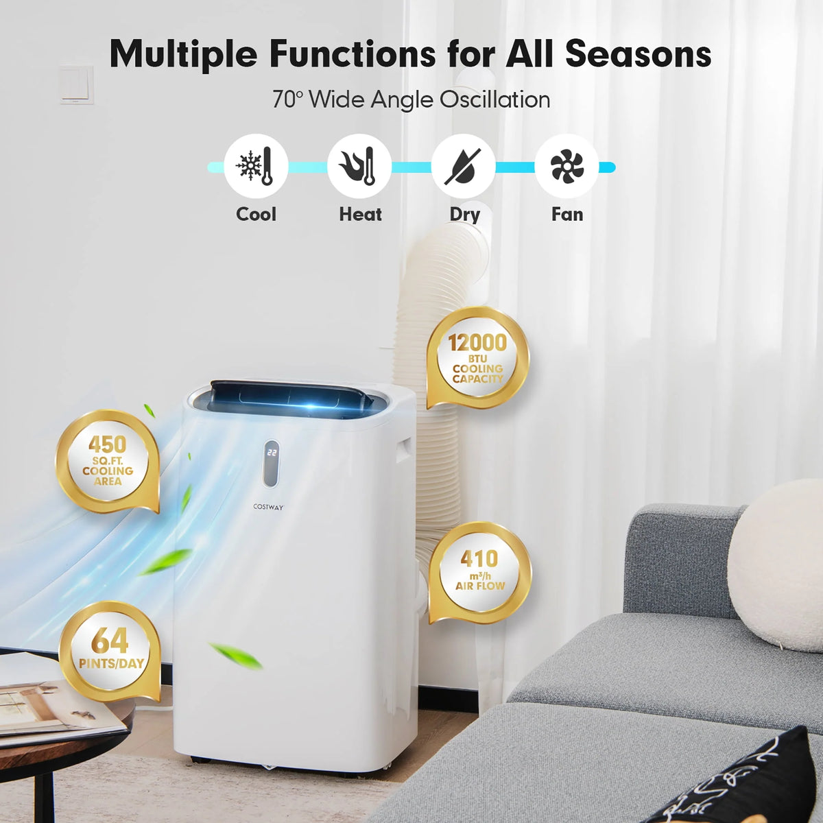 8800 BTU 4-in-1 Portable Air Conditioner D16540