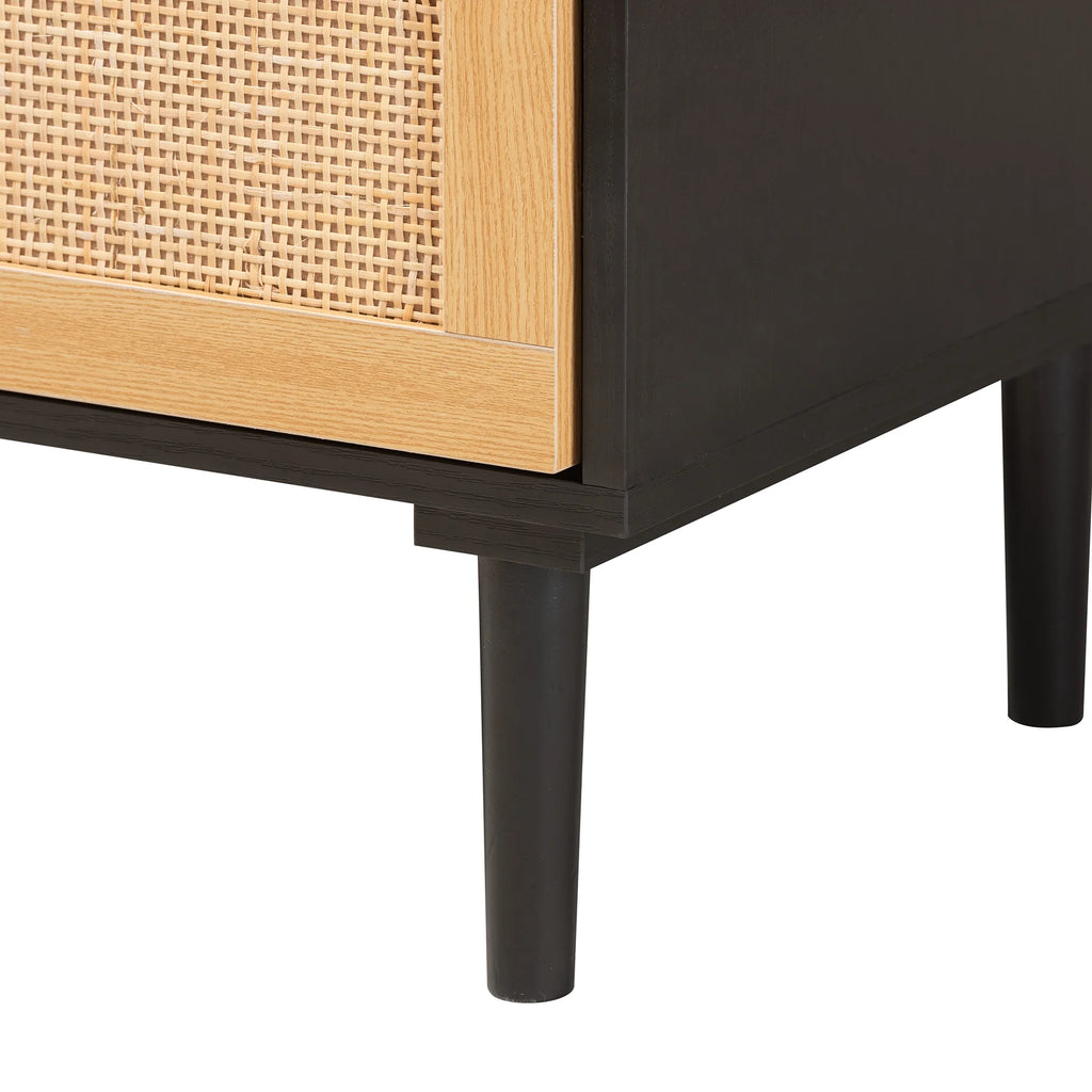 Espresso Brown Wood and Rattan 5-Drawer Storage Cabinet X205