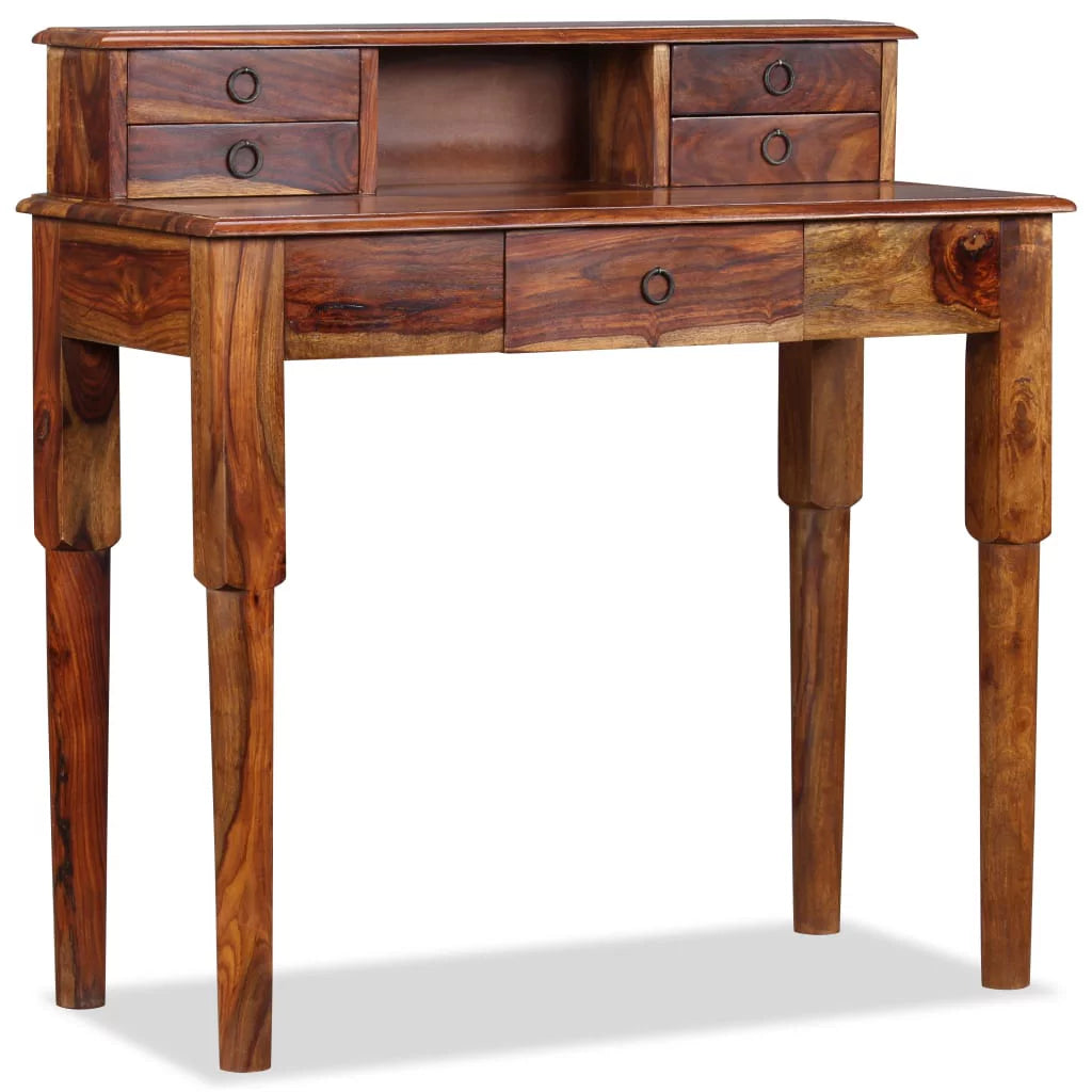Solid Sheesham Wood Writing Desk with 5 Drawers K8415