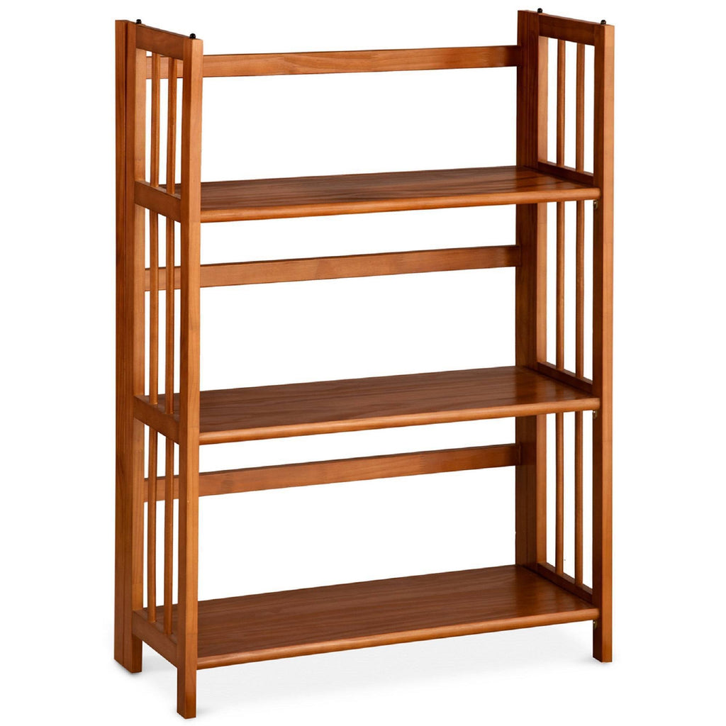 3 Shelf Folding Stackable Bookcase Chestnut X394