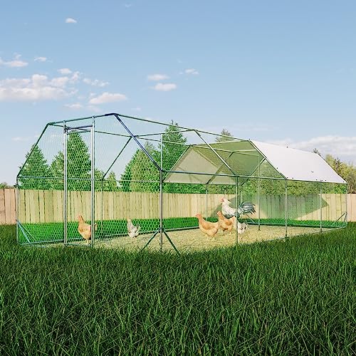Large Metal Walk-in Chicken Coop with Waterproof Cover N453499
