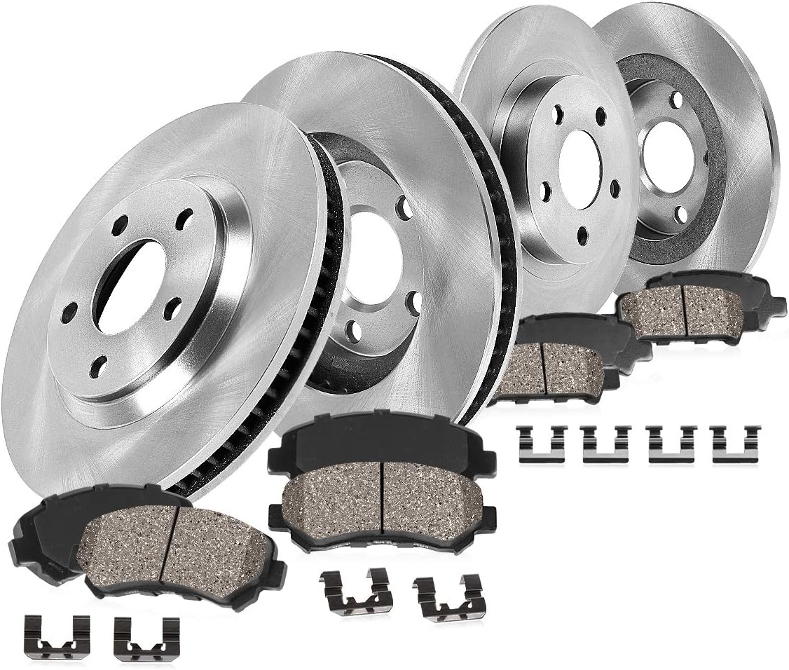 294mm Front + 302mm Rear 5 Lug Rotors + Ceramic Brake Pads + Hardware J535526