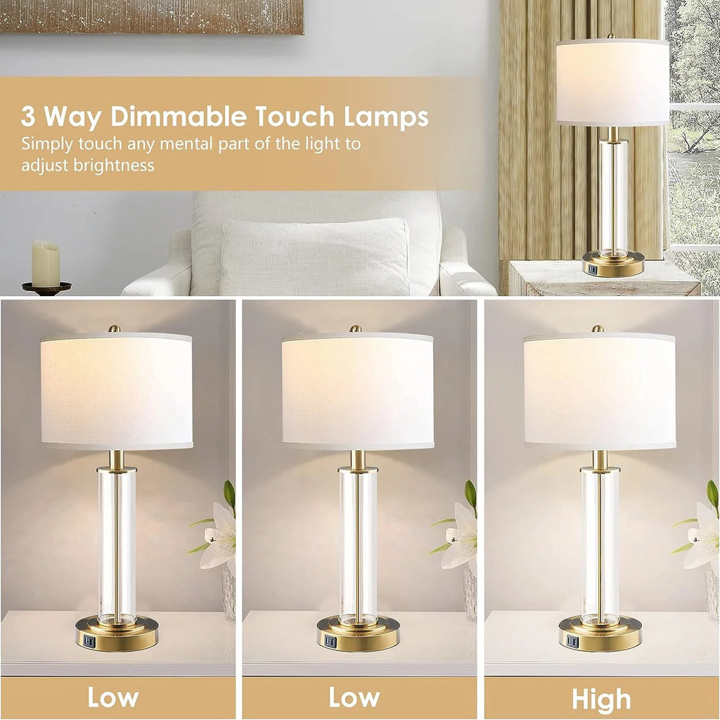 Touch Control Gold Table Lamps Set of 2 with USB Ports A641691