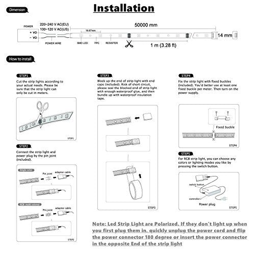 110V SMD5050 LED Strip Light with Connector 30 FT R808