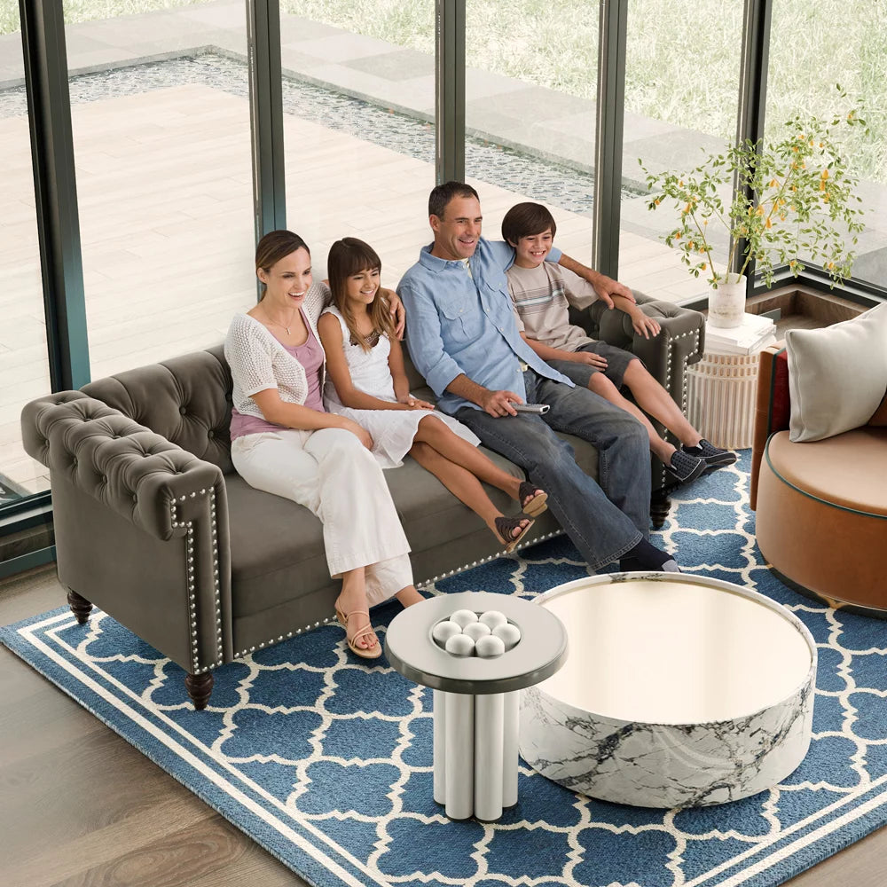 3 Seater Velvet Sofa with 3 Pillows F26332