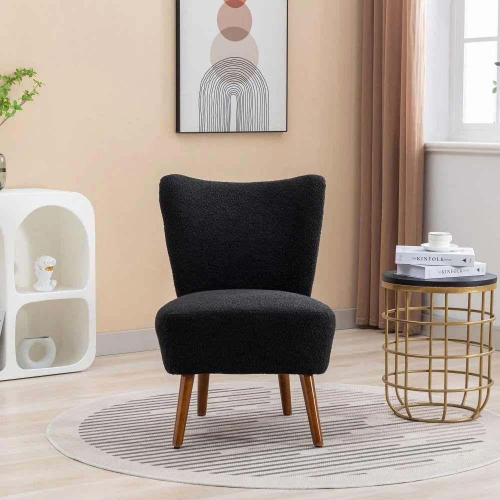Black Boucle Upholstered Armless Accent Chair C731508