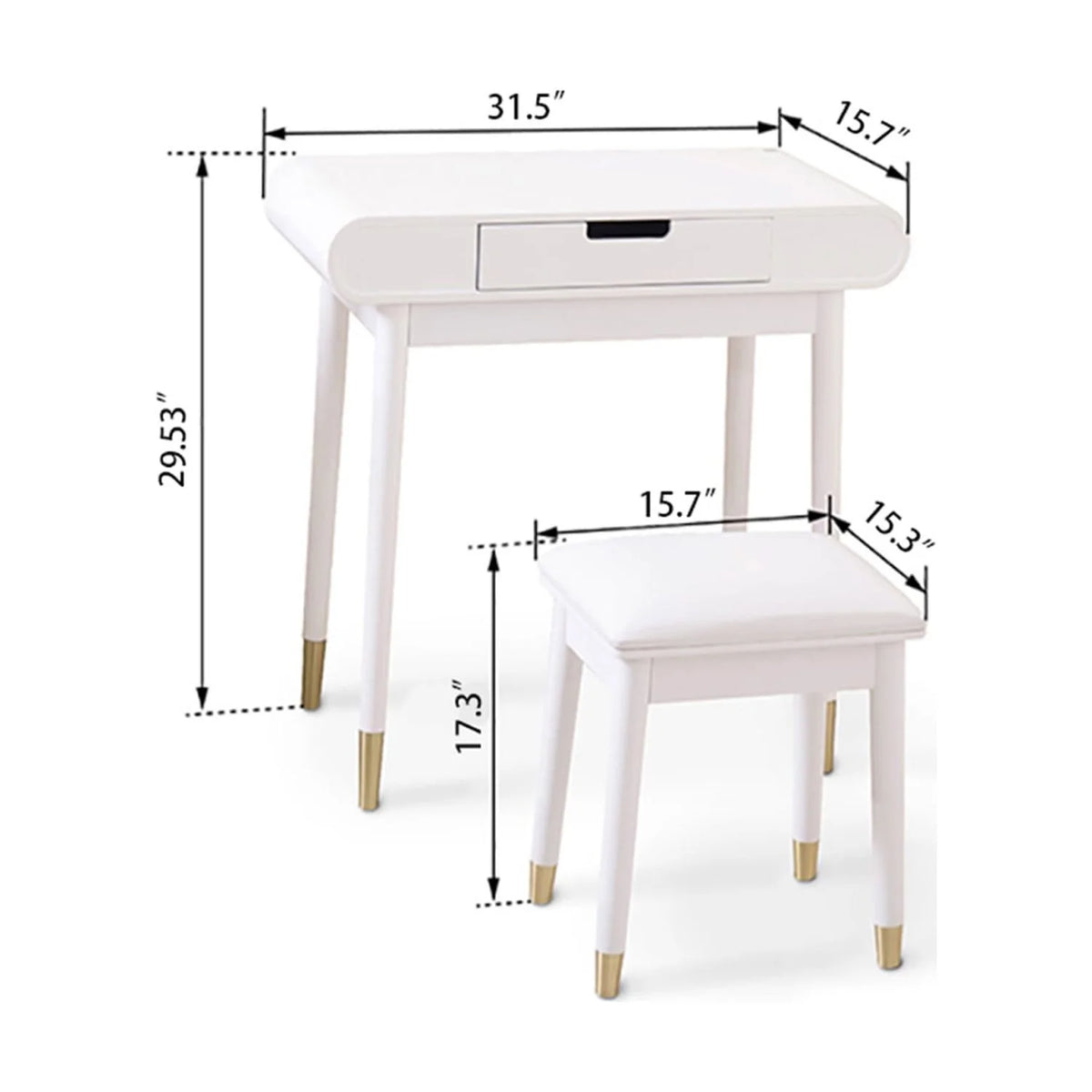 White Makeup Vanity Table Set with Stool D935
