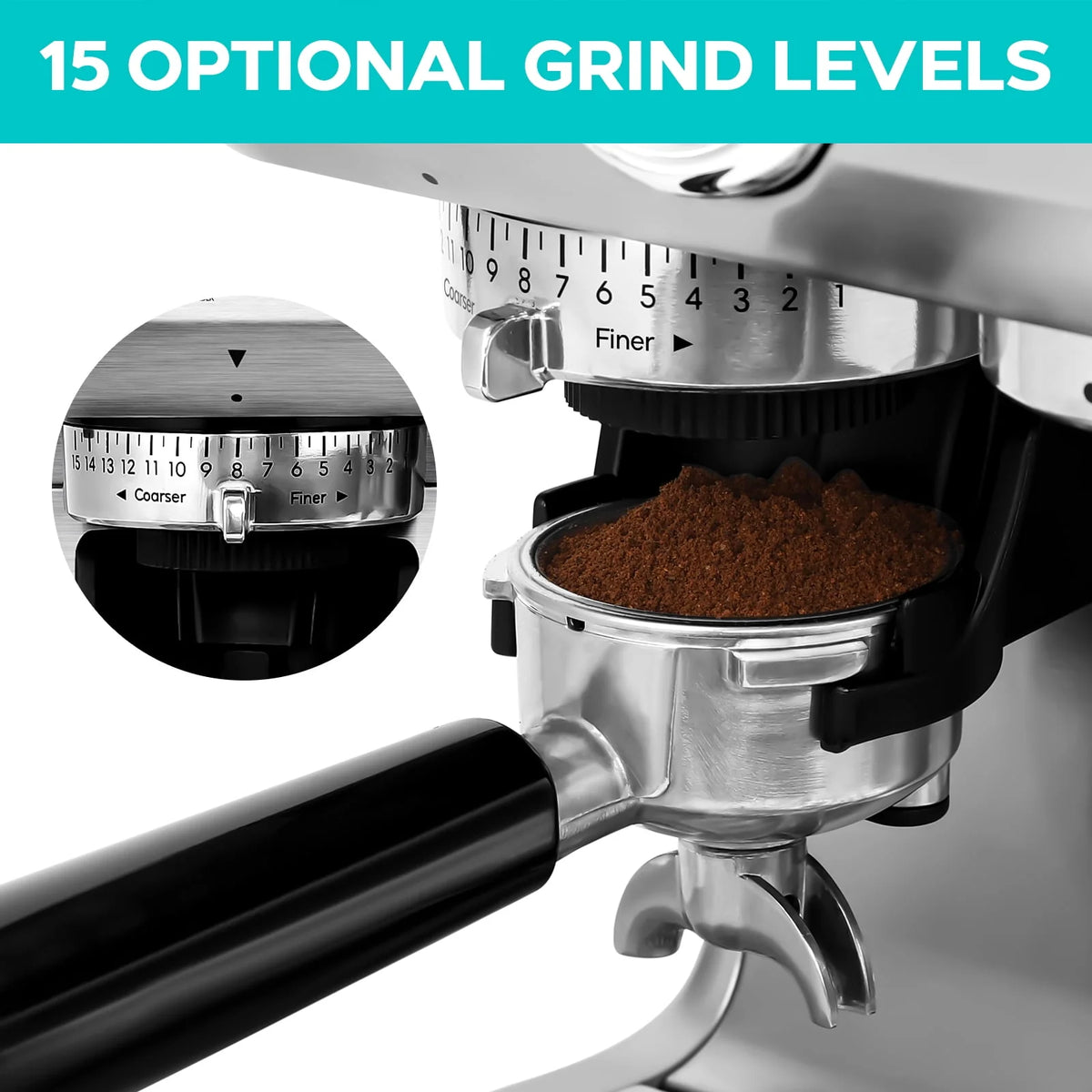 20 Bar Espresso Machine with Grinder and 92oz Water Tank N539125