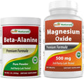 Beta Alanine Pure Powder 1 Pound & Magnesium Oxide 500 mg H370