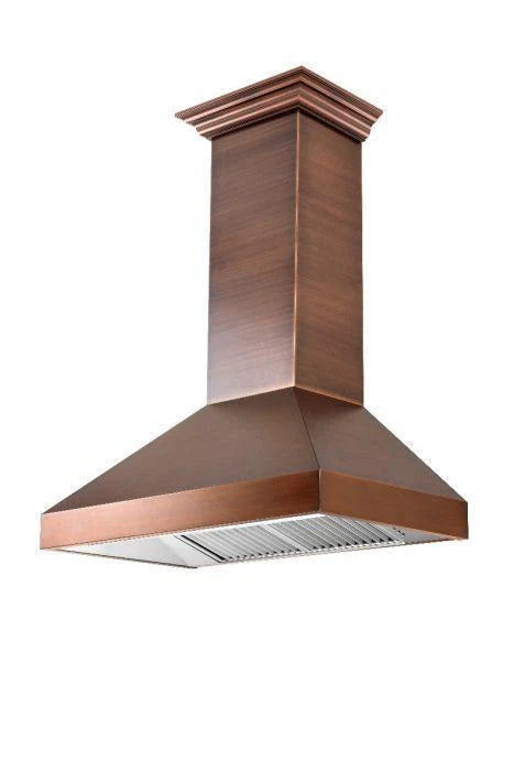 30 in. Copper Wall Range Hood with Crown Molding O529