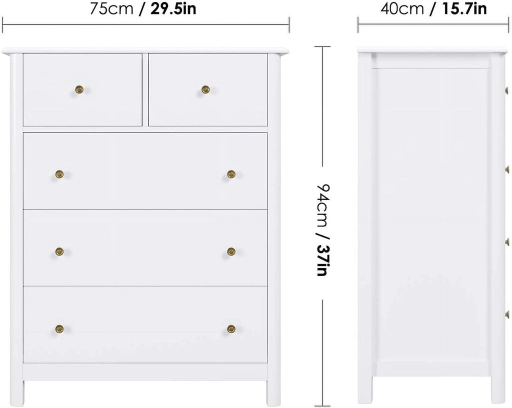 White 5 Drawer Kids Dresser Y384
