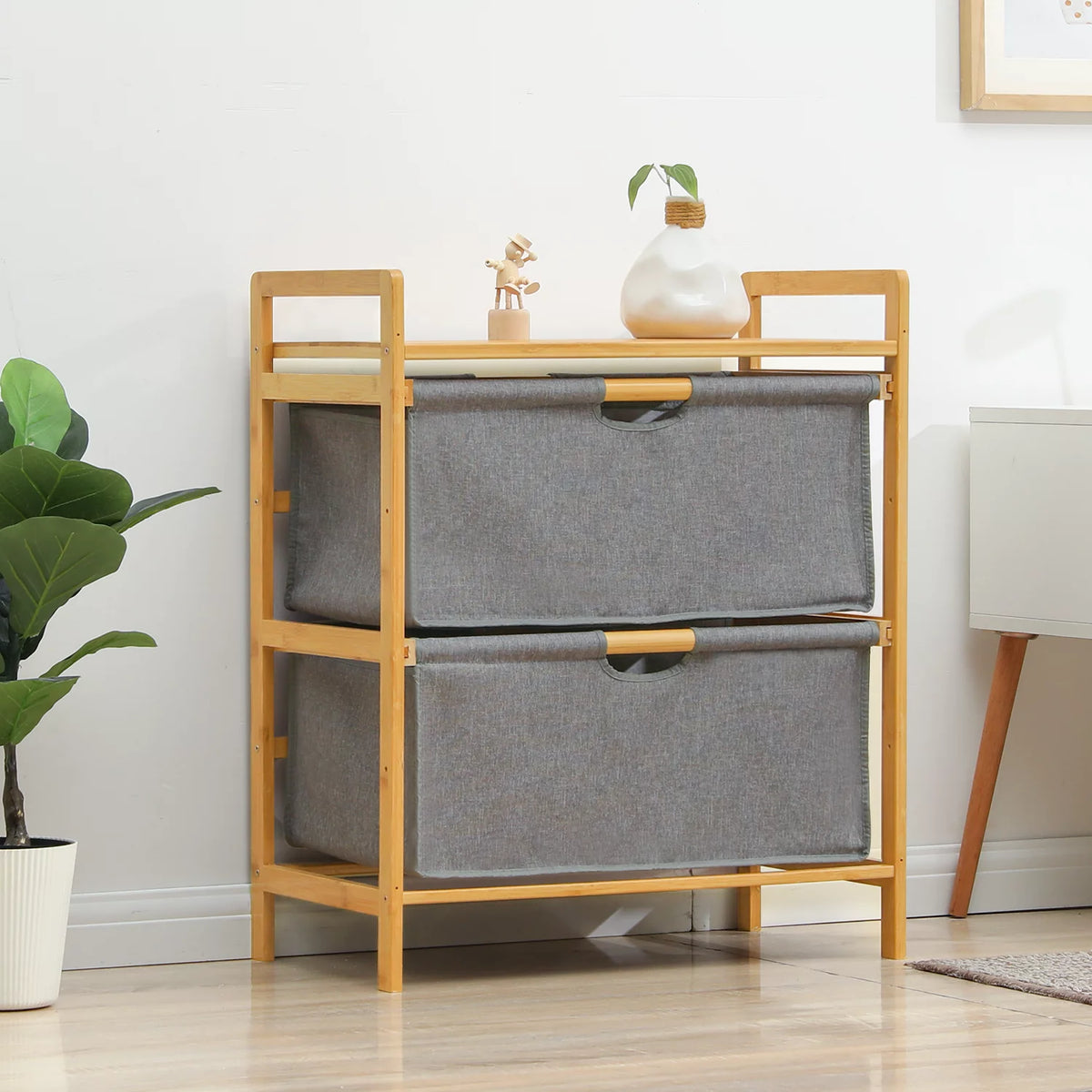 Bamboo 2 Tier Fabric Dresser Storage Z5839