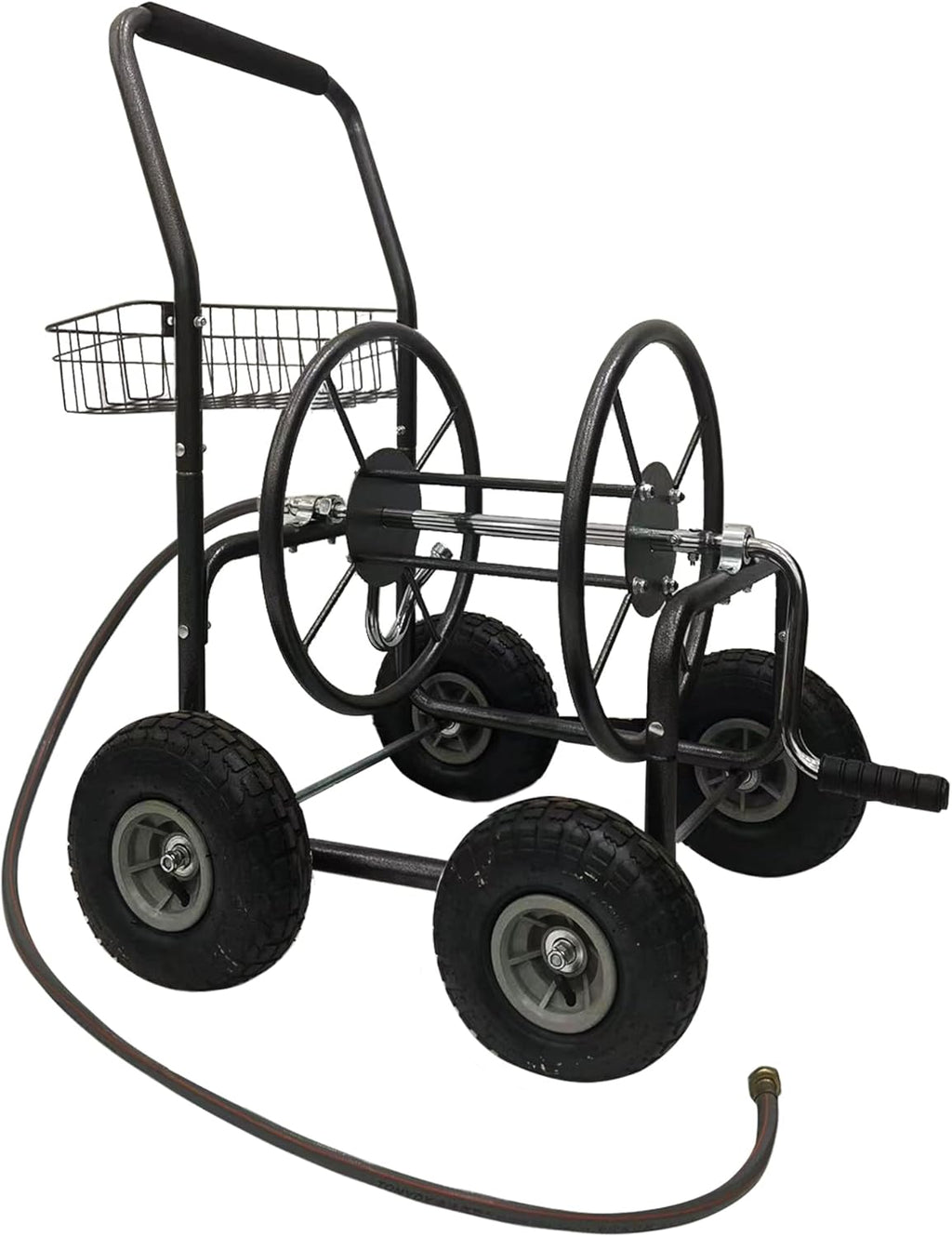 Garden Hose Reel Cart with 4 Wheels, 250-Feet Capacity Q629682
