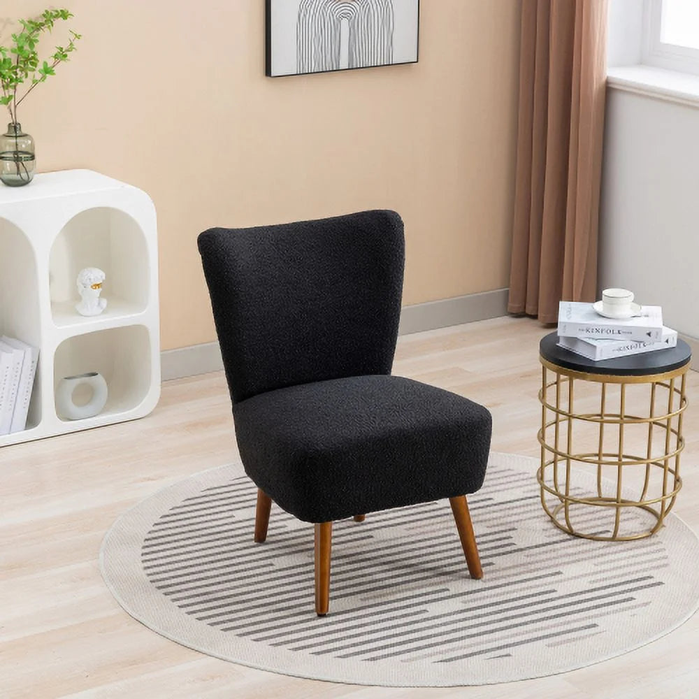 Black Boucle Upholstered Armless Accent Chair C731508