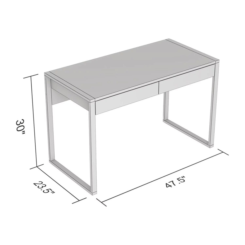 47"L 2-Drawers Black Metal Computer Desk J368
