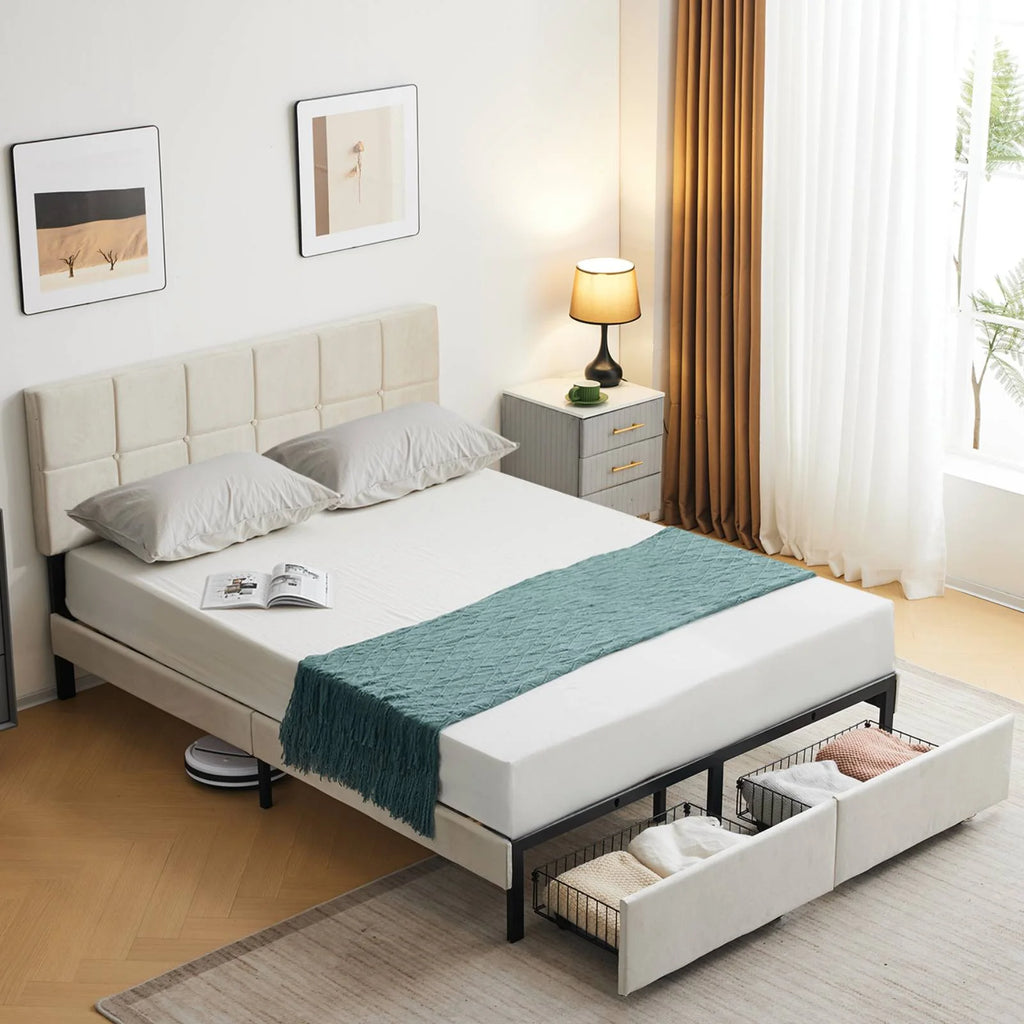 Full Size Platform Bed Frame with 2 Drawers K44256