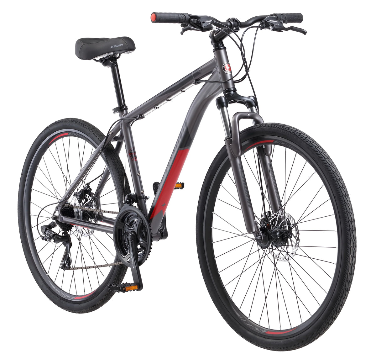 Hybrid Bike 700c Wheels 21 Speeds Mens Frame Grey E1199