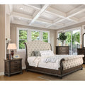 Ivory Fabric Tufted California King Bedroom Set N15506