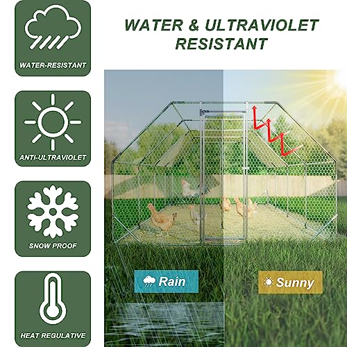 Large Metal Walk-in Chicken Coop with Waterproof Cover N453499