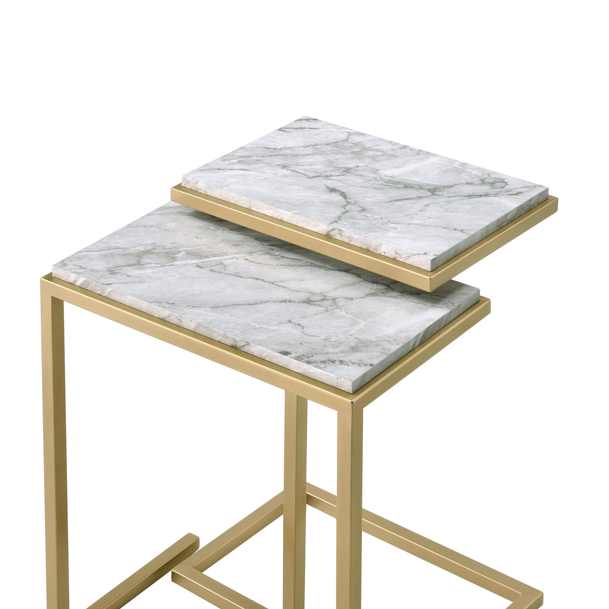 Gold White Faux Marble Top Nesting Tables F90800