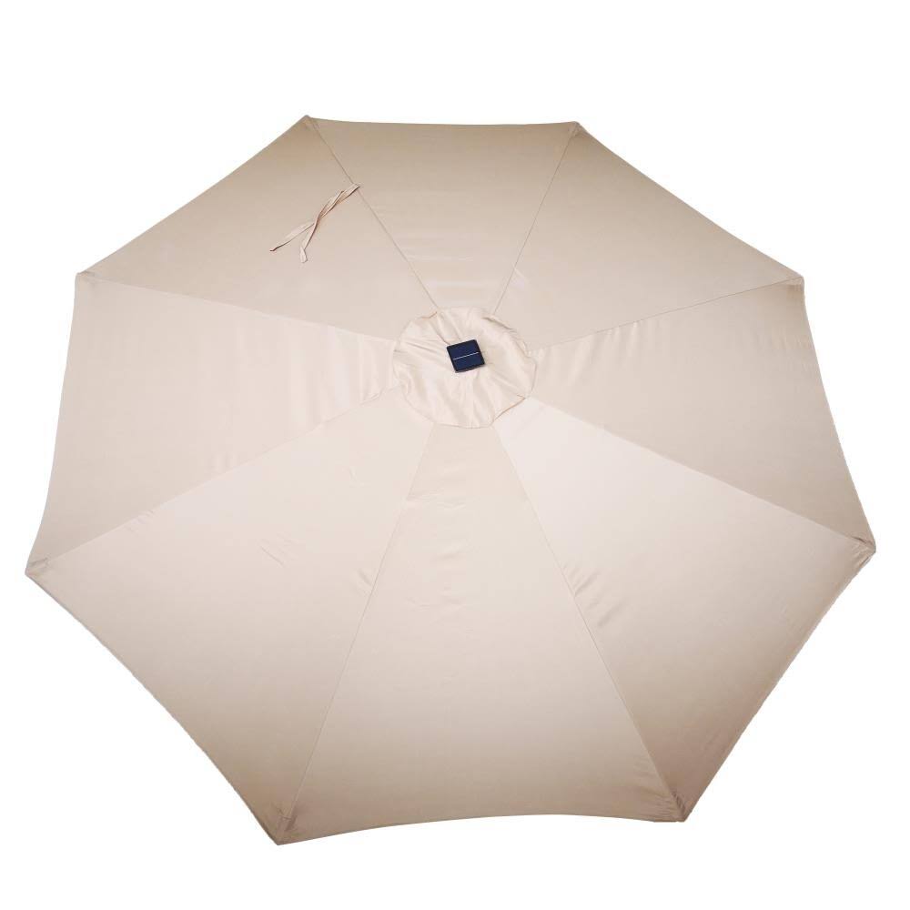10-ft Taupe Solar Powered Crank Market Patio Umbrella R319041