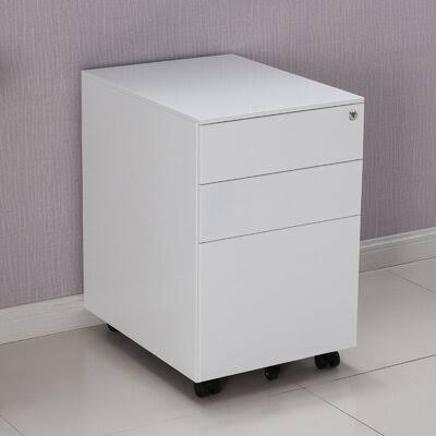 3-Drawer Mobile Vertical Filing Cabinet White I9984