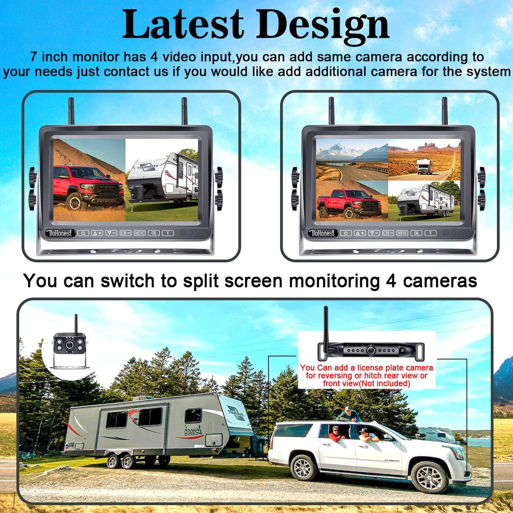 Wireless Backup Camera HD 1080P 2 Rear View Cameras 7'' DVR Monitor H51382