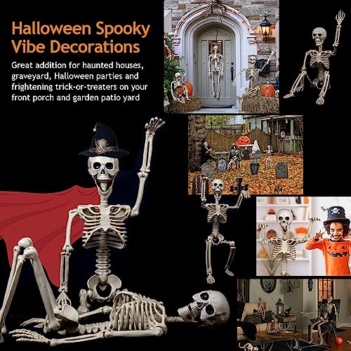 2 Pack 40 Inches Halloween Skeleton Full Body Posable O741