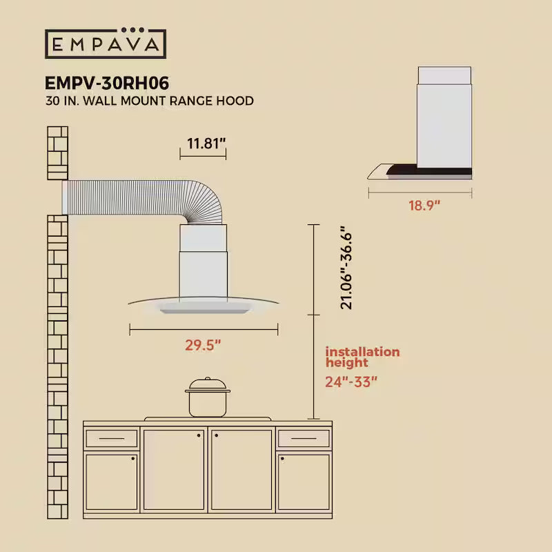 30 in. 400 CFM Stainless Steel Wall Mount Range Hood E799