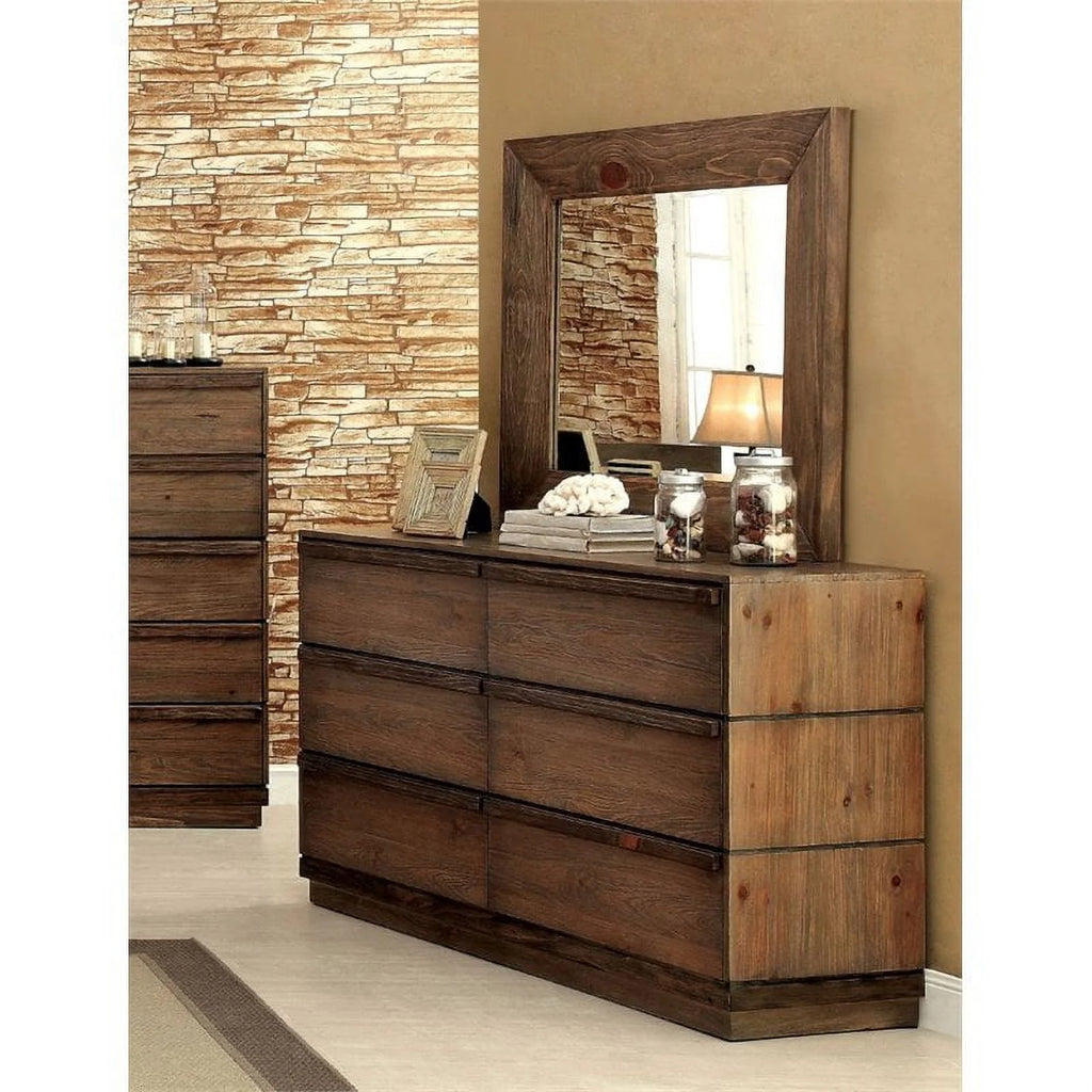 Natural Tone Wood Dresser and Mirror T34951