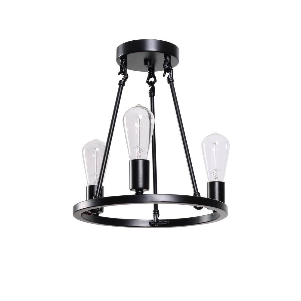 3-Light Black Semi-Flush Mount M5525