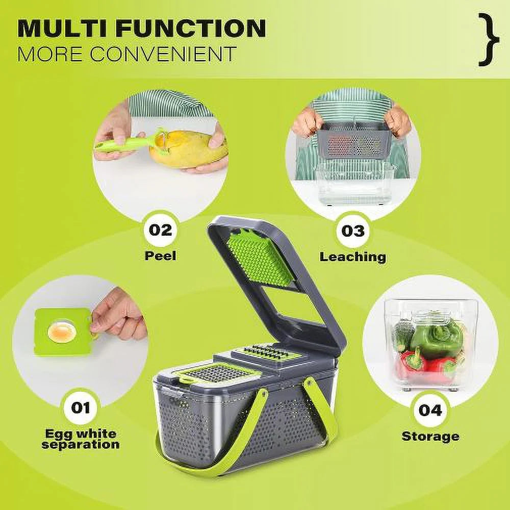 22-in-1 Vegetable Chopper with Container and 13 Blades U8296