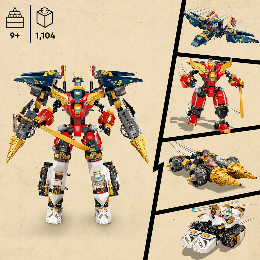 4 in 1 Mech Set with Toy Car, Jet Plane and Tank Toys plus 7 Minifigures O6276