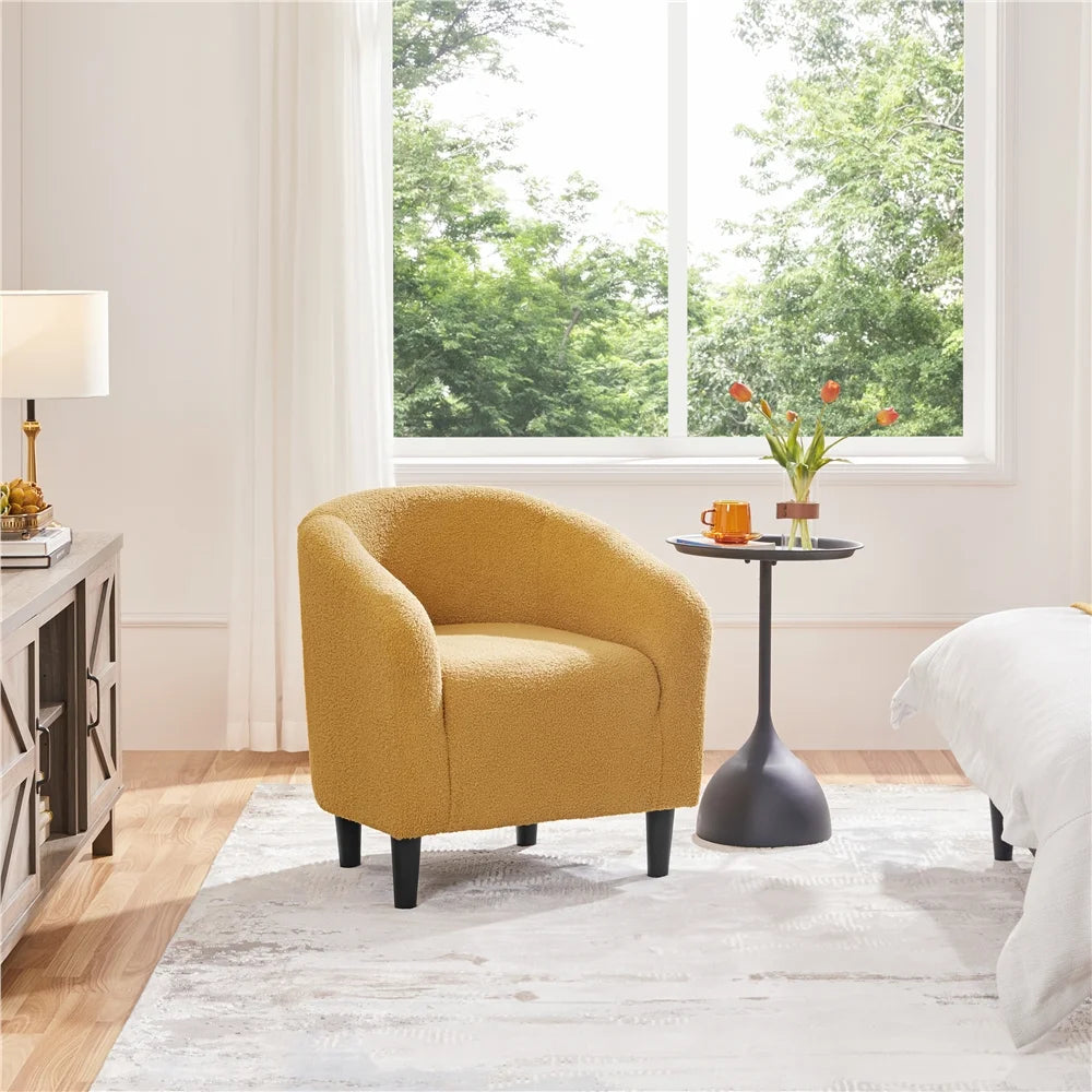 Mustard Yellow Upholstered Barrel Accent Chair T71849