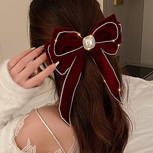 Red Velvet Hair Bow Clip J65707