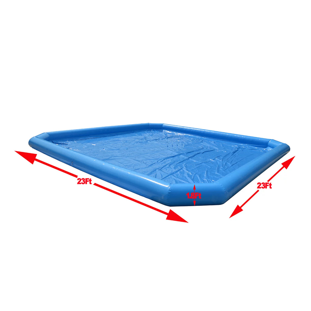 Large Inflatable PVC Square Swimming Pool 23x23x1.8ft B805