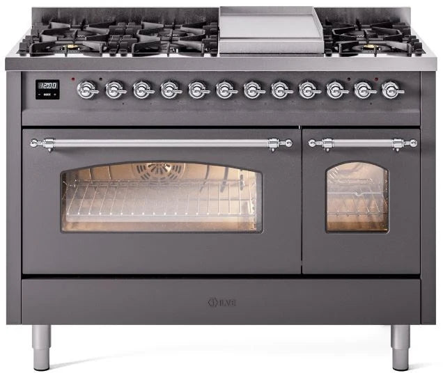 48 Dual Fuel Propane Gas Range Matte Graphite Chrome Trim C66489