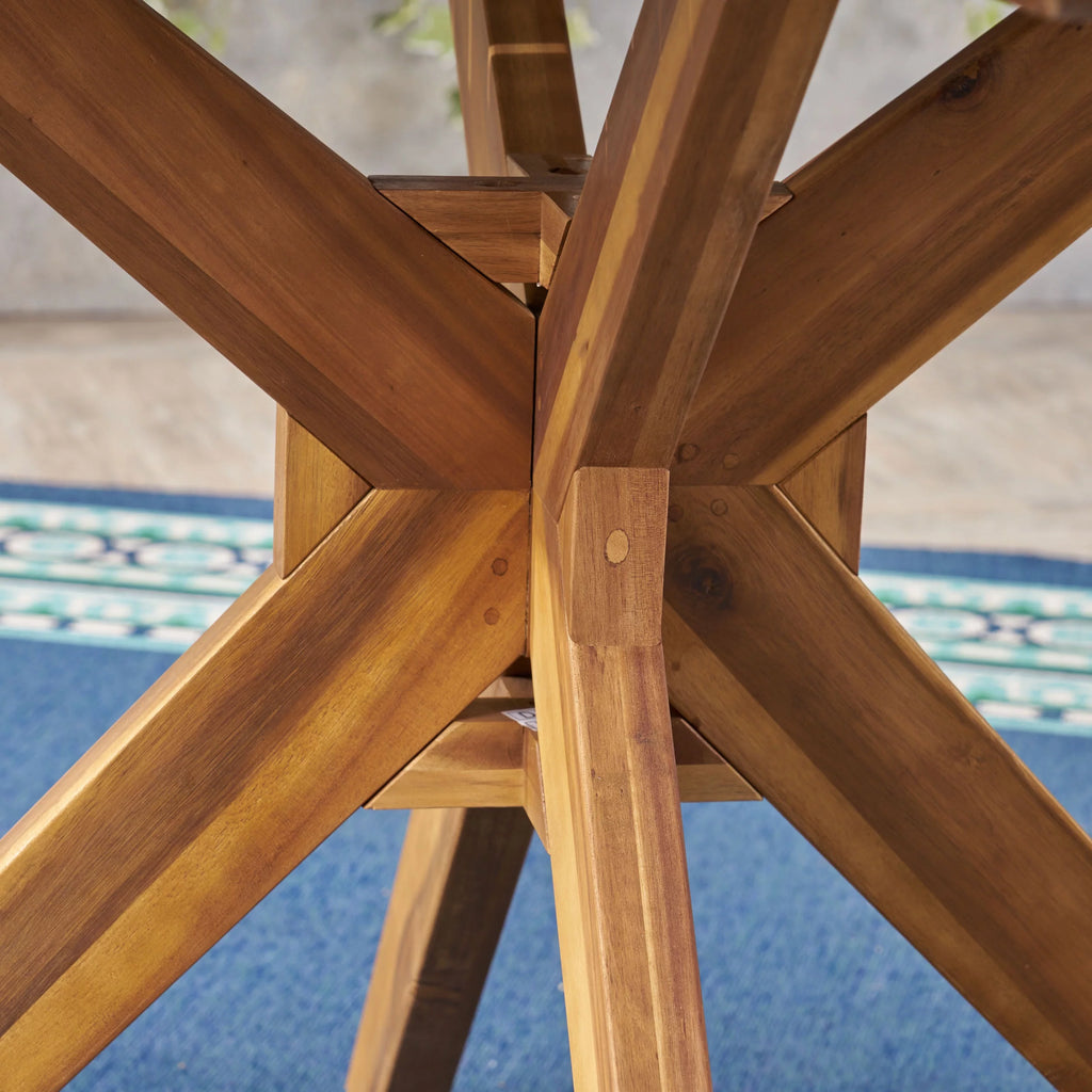 Teak Brown 5-Piece Outdoor Dining Set Y622