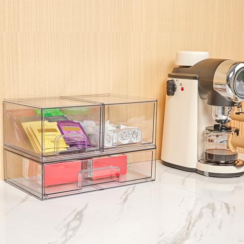 Clear Plastic Stackable Storage Drawers Set of 6 X36900