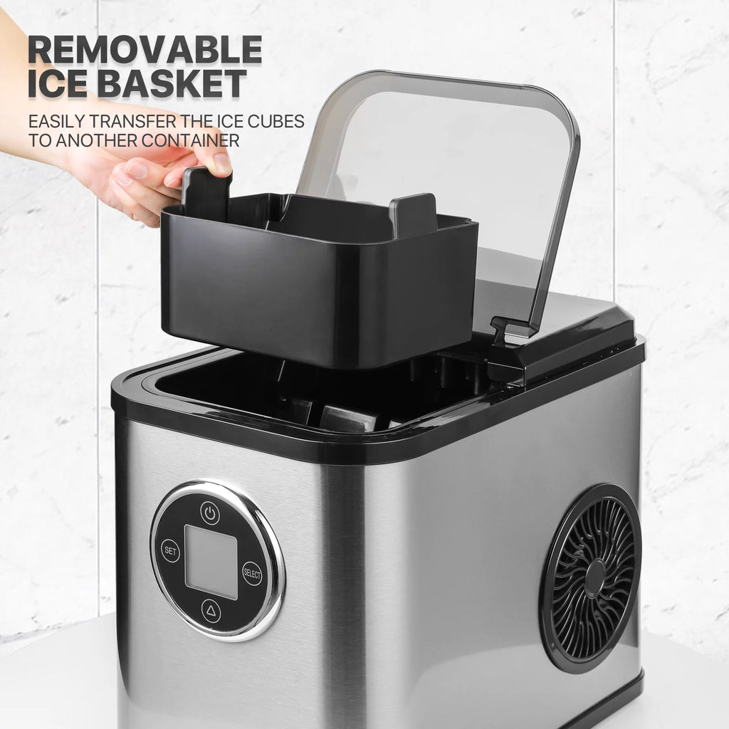 Countertop Portable Ice Maker Machine with Ice Scoop and Basket, Black F370