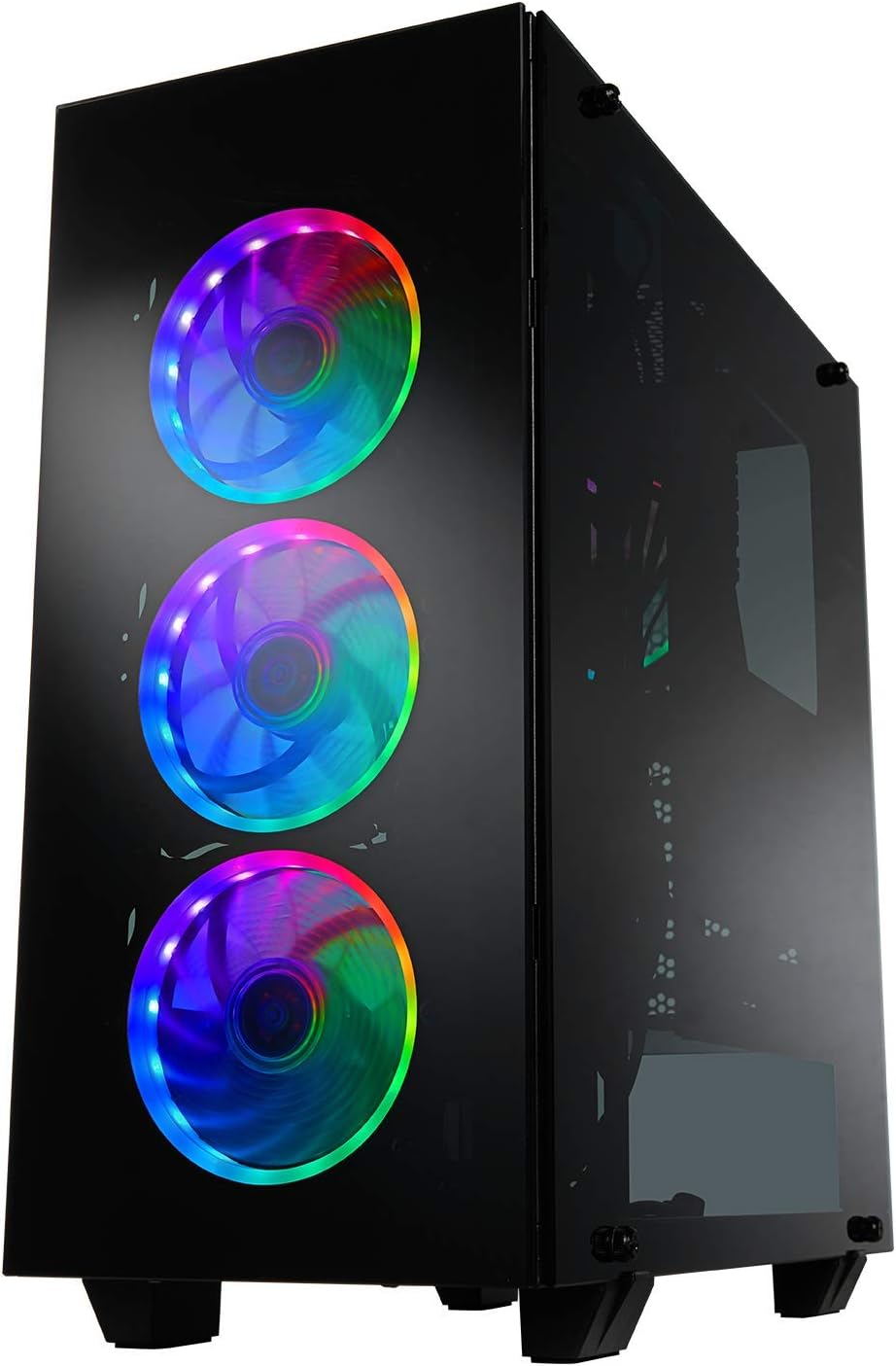 ATX Mid Tower PC Gaming Case with Tempered Glass Panels and ARGB Fans J630345